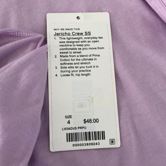 Lululemon Purple Jericho Crew SS NWT - Picture 5 of 5